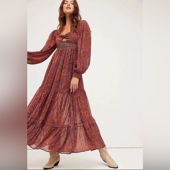 NWT $288 Free People Folklore Maxi Dress Size Medium Bohemian Whimsical Cottage - Picture 3 of 16
